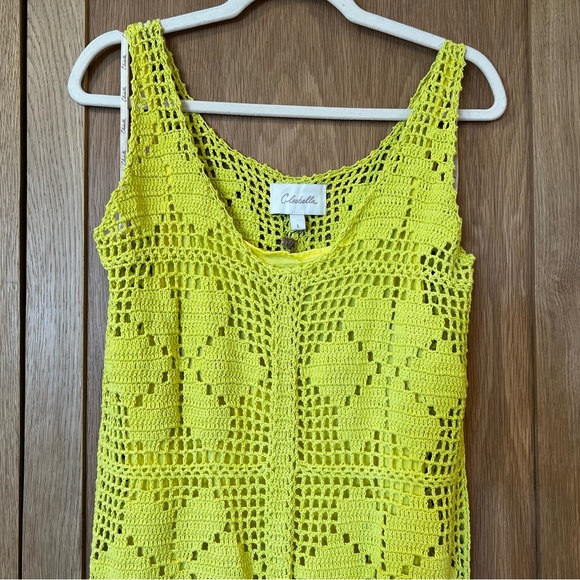 Cleobella Joy Crochet Midi Dress Chartreuse Yellow Size Large NWT Resort Beach - Picture 6 of 11
